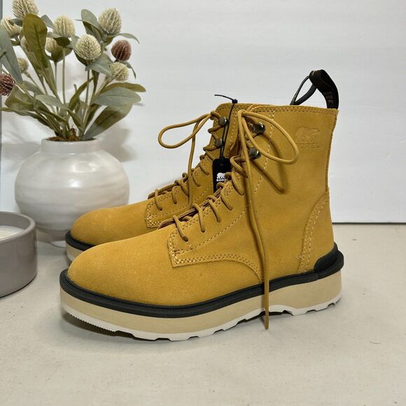 Sorel Hi-Line Lace Waterproof Suede Boots Geo Yellow NL4879-712 Women's 6 NWOB - Picture 4 of 10